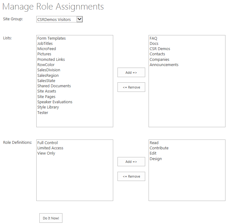 Manage Role Assignments Interface